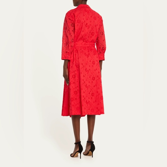 Carolina Herrera Red Broderie-Anglaise Dress - Picture 3 of 16